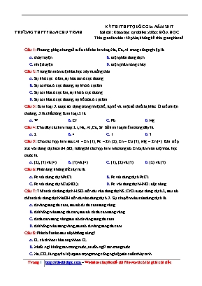Đề thi THPT Quốc gia môn Hóa học năm 2017 - Trường THPT Phan Chu Trinh (Có đáp án)